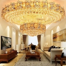 Moderne gouden kristallen plafondlamp ronde inbouwverlichting