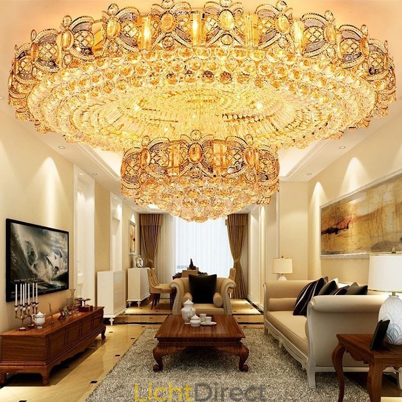 Moderne gouden kristallen plafondlamp ronde inbouwverlichting