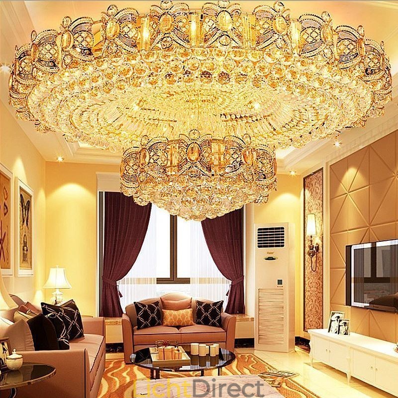 Moderne gouden kristallen plafondlamp ronde inbouwverlichting