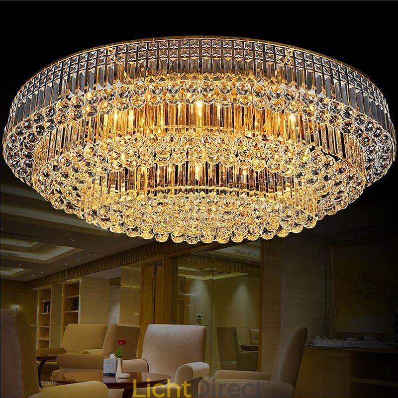 Plafondlamp met kristallen, inbouw, Europees ovaal