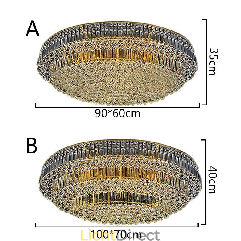 Plafondlamp met kristallen, inbouw, Europees ovaal