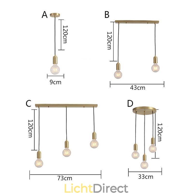 Nordic Brass 3 Hanglamp Cluster Licht Eiland Creatieve Minimalistische Verlichtingsarmatuur