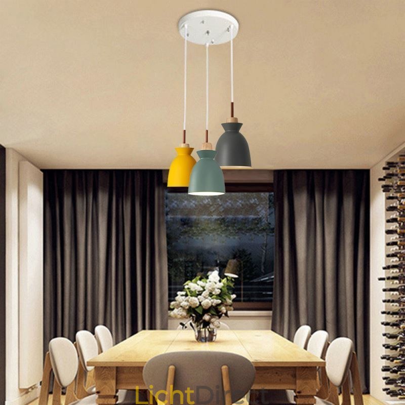 Nordic Simple Macaron Hanglamp Iron Arti Drie Lampen