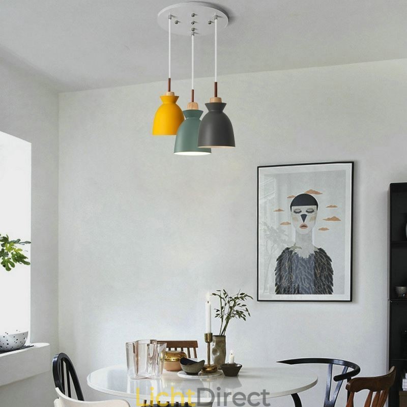 Nordic Simple Macaron Hanglamp Iron Arti Drie Lampen