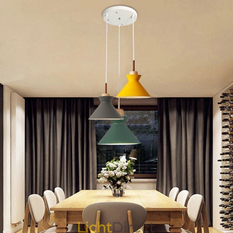 Nordic Macaron Island 3-lichts hanglamp, eenvoudig ijzer, Arti, drie lampen