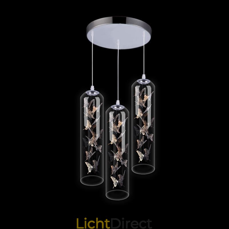 Glazen hanglamp Creatieve Scandinavische cilinderlamp Vlinderlamp