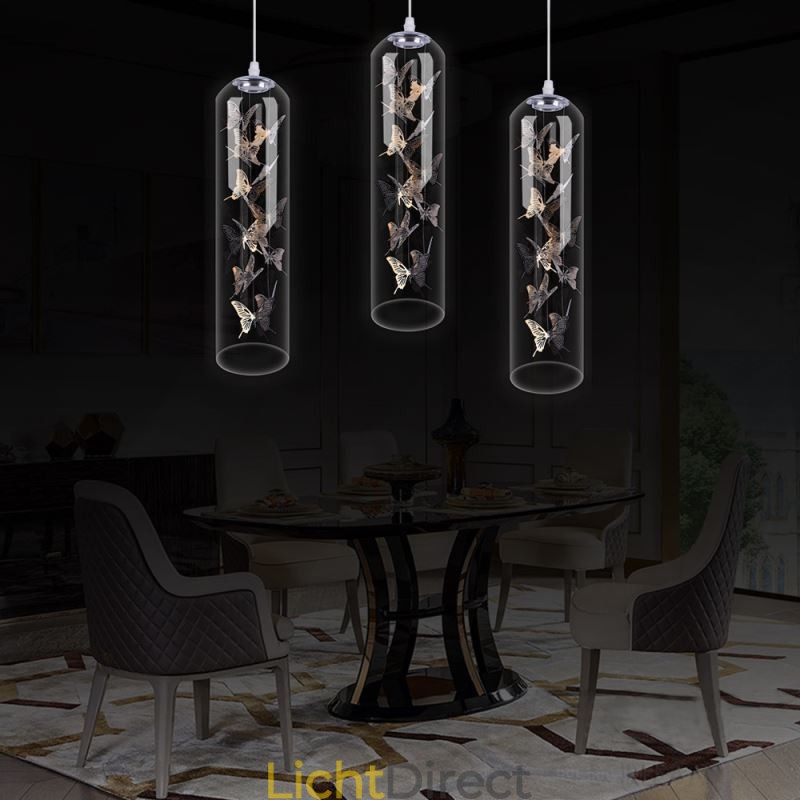 Glazen hanglamp Creatieve Scandinavische cilinderlamp Vlinderlamp