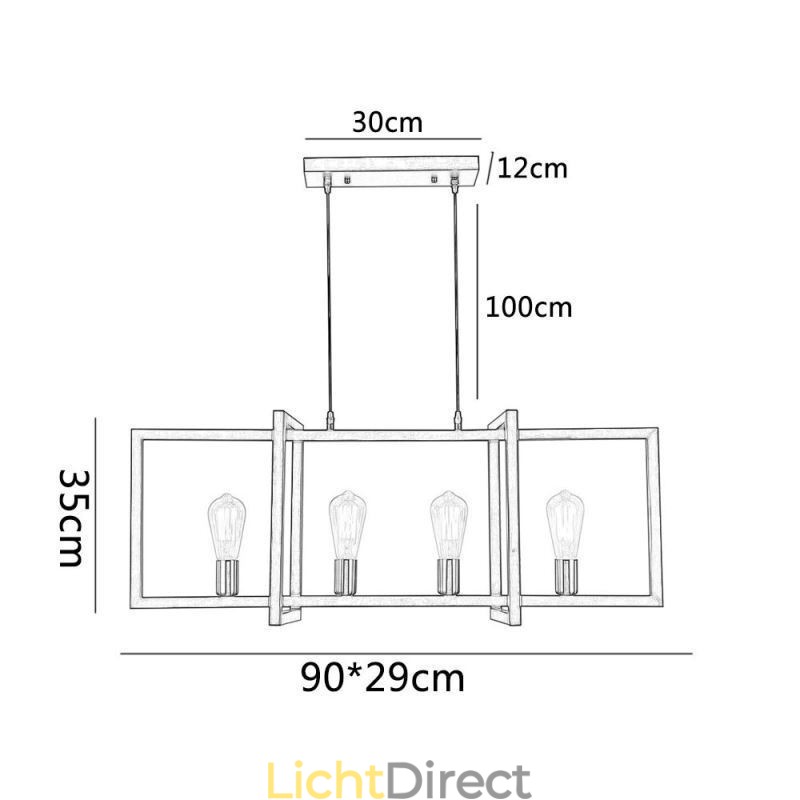 4-lichts hanglamp in industriële stijl Lightingway