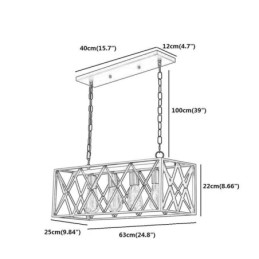 Rustieke rechthoekige hanglamp 4-lichts boerderij hanglamp