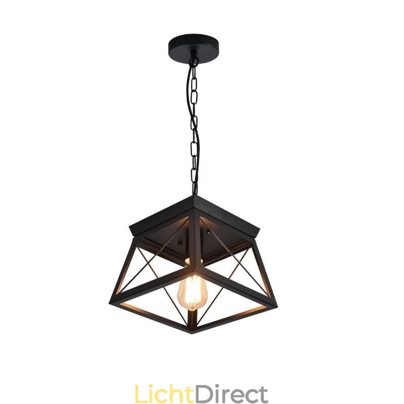 Vintage Trapeziumvormige Hanglamp Metalen Zwarte Plafondlamp