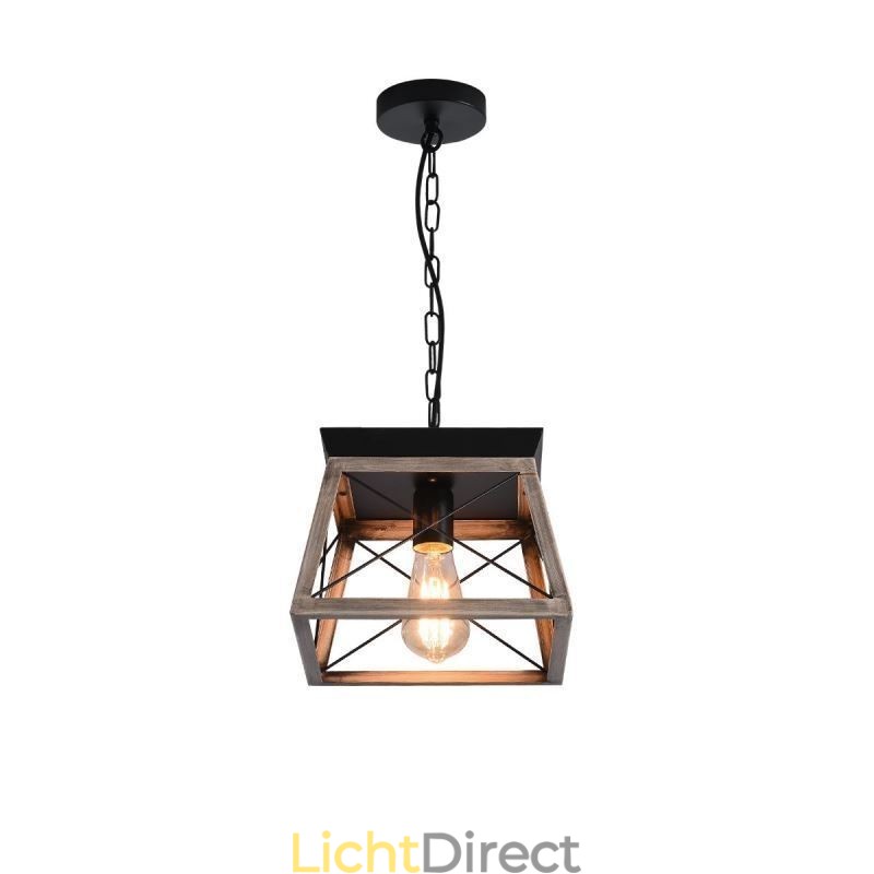 Vintage Trapeziumvormige Hanglamp Metaal Zwart Hanglamp