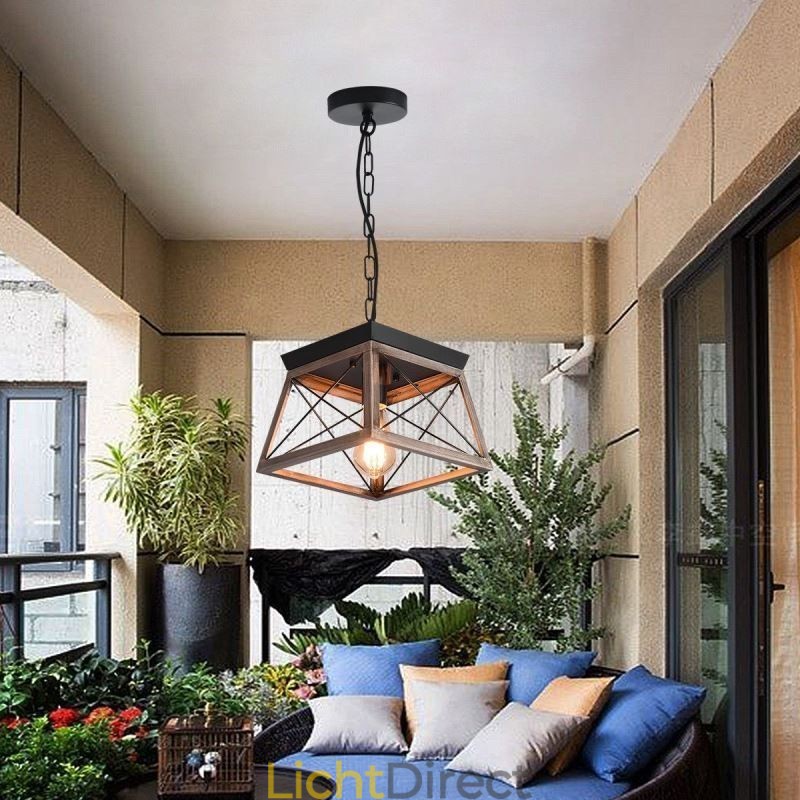 Vintage Trapeziumvormige Hanglamp Metaal Zwart Hanglamp