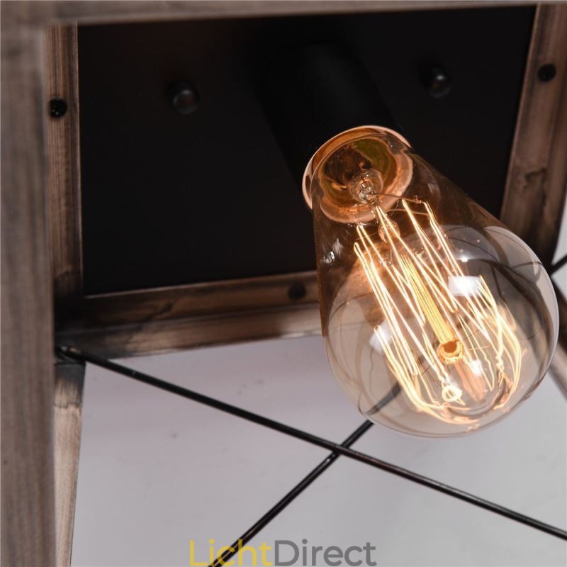 Vintage Trapeziumvormige Hanglamp Metaal Zwart Hanglamp