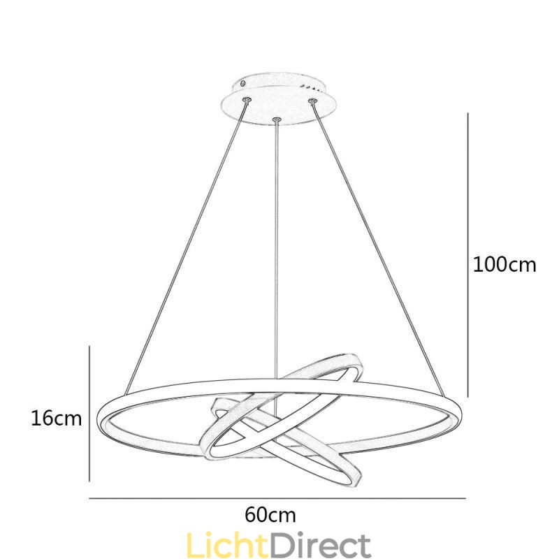 Moderne kroonluchter dimbare 3-rings hanglamp