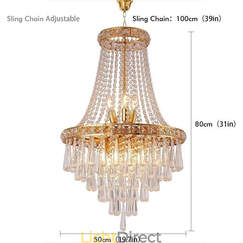 Moderne kristallen kroonluchter, eigentijdse elegante plafondlamp, duplex trap