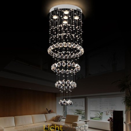 Kristallen kroonluchter eigentijds elegant plafondlamp armatuur duplex trap