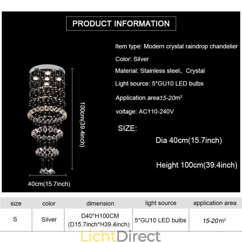Kristallen kroonluchter eigentijds elegant plafondlamp armatuur duplex trap