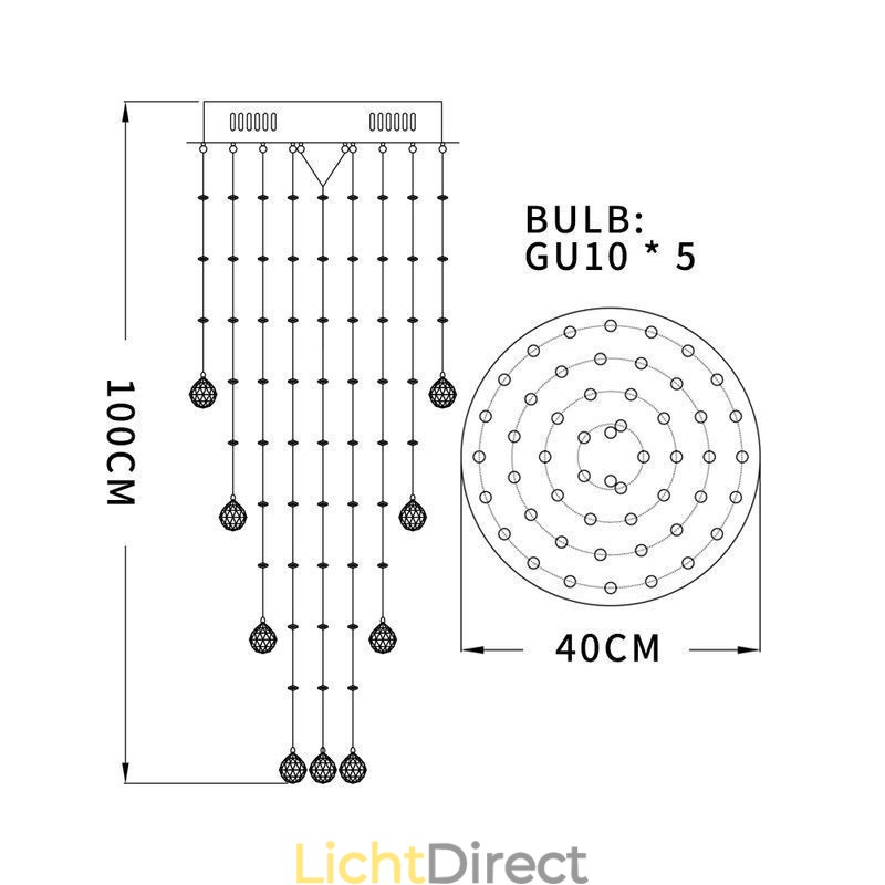 Kristallen kroonluchter eigentijds elegant plafondlamp armatuur duplex trap