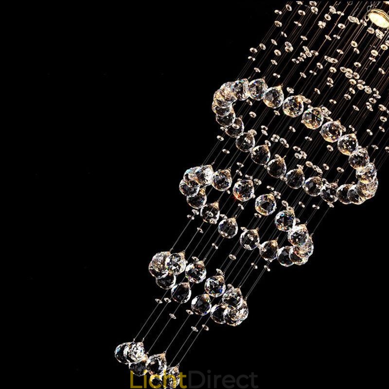 Kristallen kroonluchter eigentijds elegant plafondlamp armatuur duplex trap