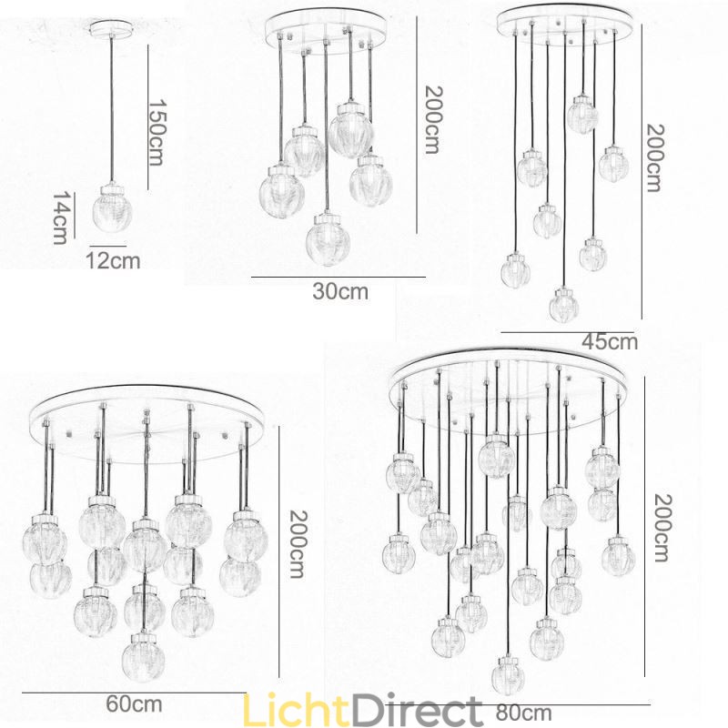 Amerikaanse Cluster Hanglamp Licht Luxe Glazen Bol Plafondlamp