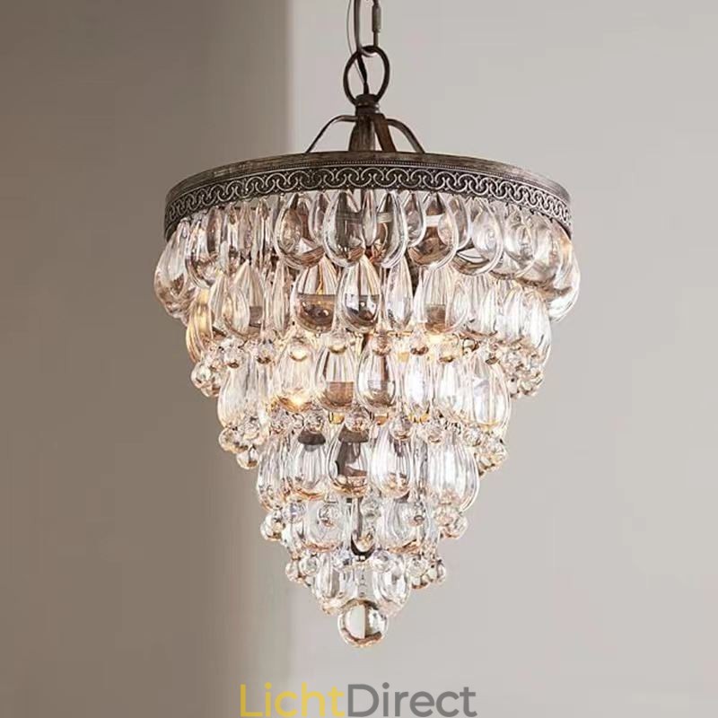 Amerikaanse Kristallen Plafondlamp Landelijke Retro Ronde Hanglamp