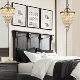 Amerikaanse Kristallen Plafondlamp Landelijke Retro Ronde Hanglamp