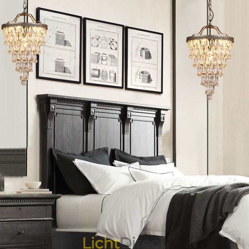 Amerikaanse Kristallen Plafondlamp Landelijke Retro Ronde Hanglamp