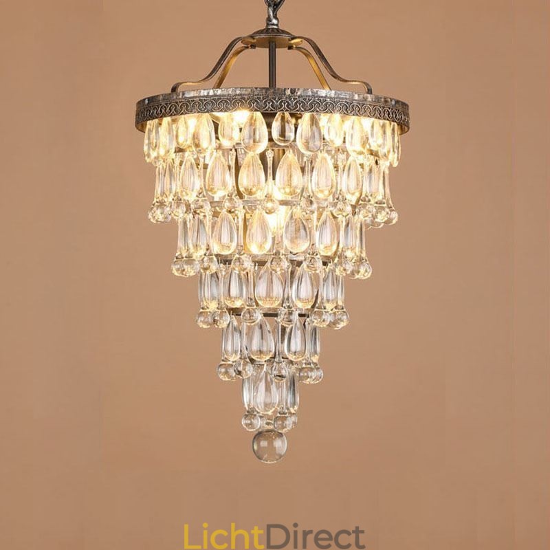 Amerikaanse Kristallen Plafondlamp Landelijke Retro Ronde Hanglamp