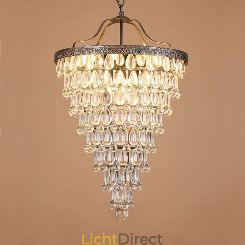 Amerikaanse Kristallen Plafondlamp Landelijke Retro Ronde Hanglamp