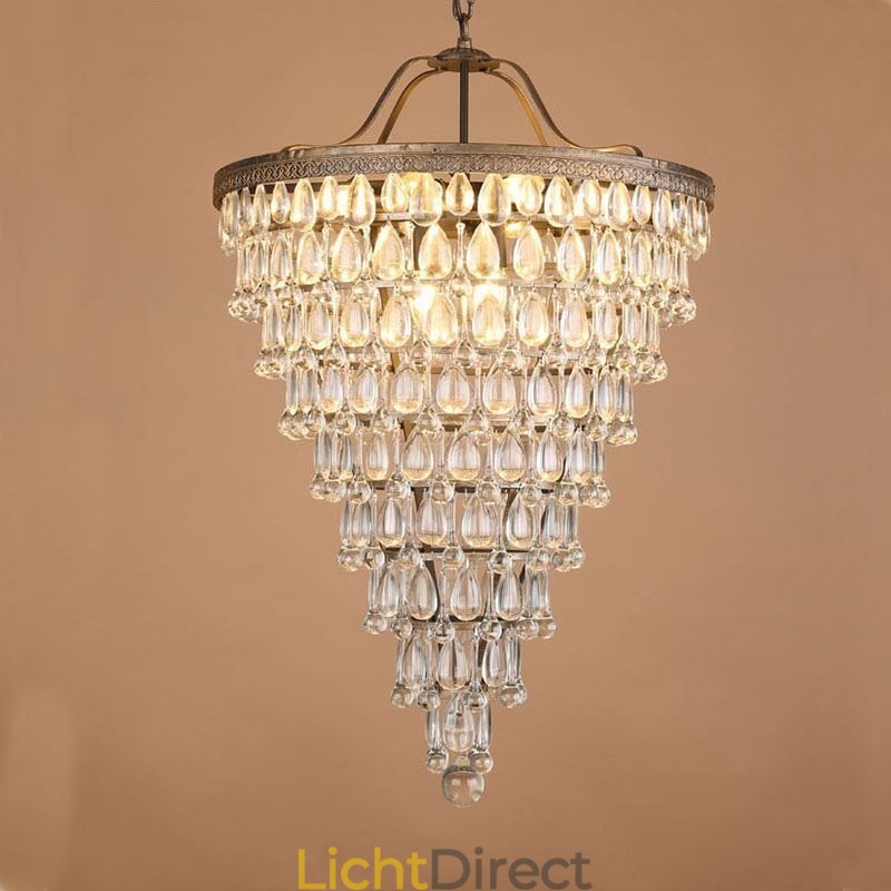 Amerikaanse Kristallen Plafondlamp Landelijke Retro Ronde Hanglamp