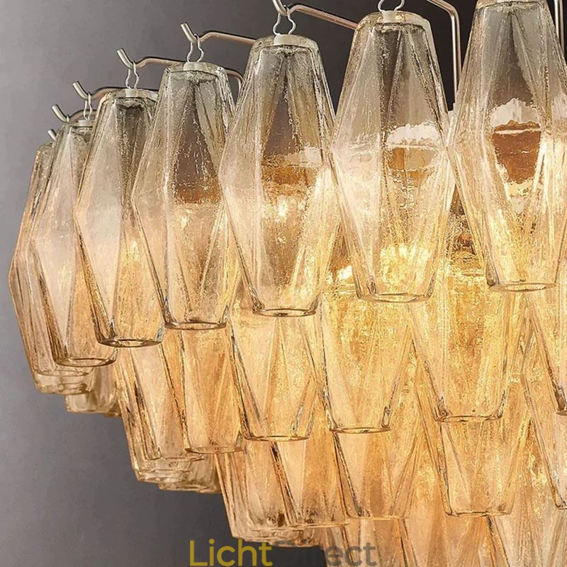 Amerikaanse hanglamp glazen plafondlamp amber transparant 90cm 14 lampen