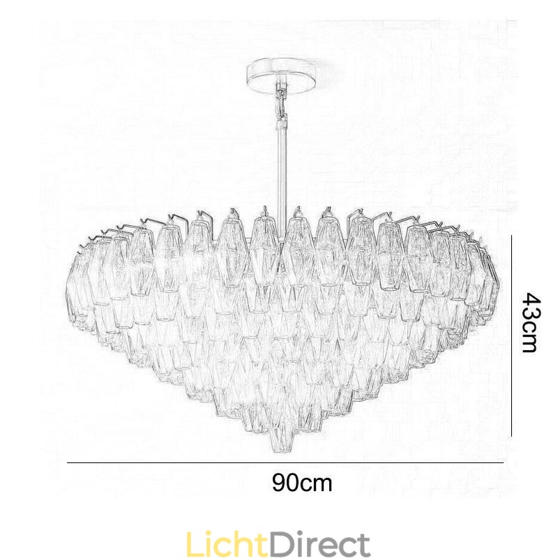 Amerikaanse hanglamp glazen plafondlamp amber transparant 90cm 14 lampen