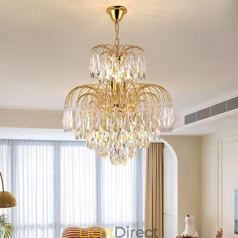 Kristallen hanglamp, eigentijdse duplex decoratieve plafondlamp