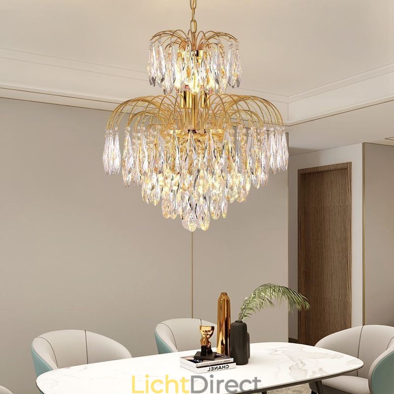 Kristallen hanglamp, eigentijdse duplex decoratieve plafondlamp