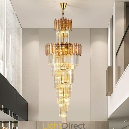 Taps toelopende kristallen hanglamp Luxe duplex decoratieve plafondlamp Taps toelopende kristallen hanglamp Luxe duplex decoratieve plafondlamp