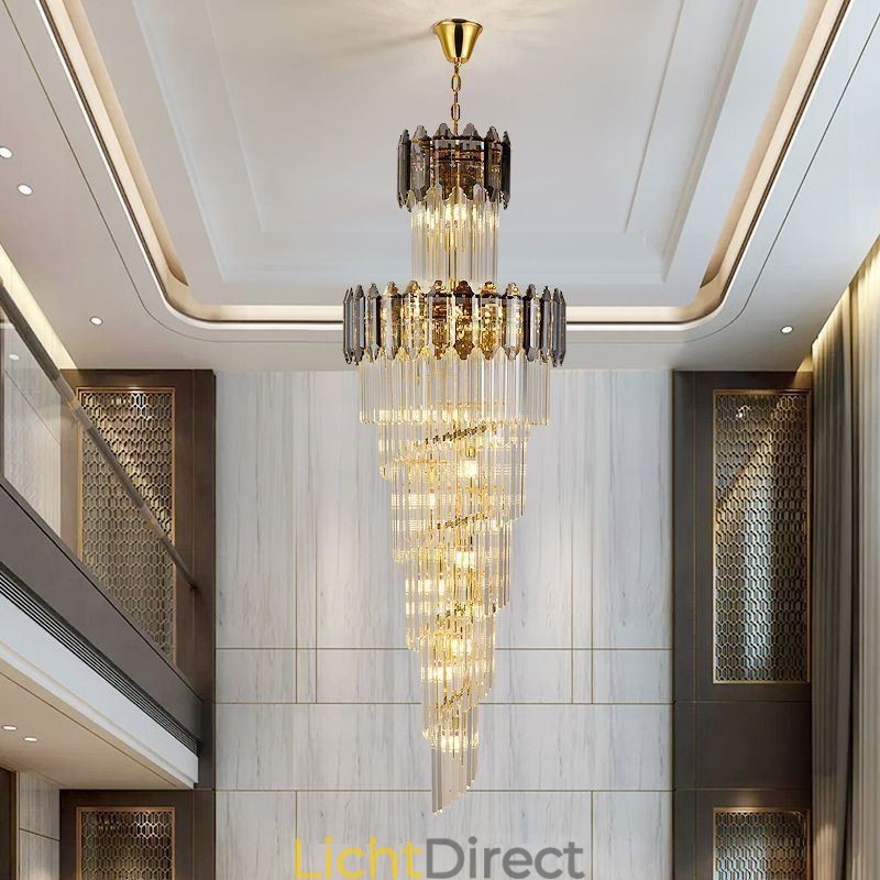 Taps toelopende kristallen hanglamp Luxe duplex decoratieve plafondlamp