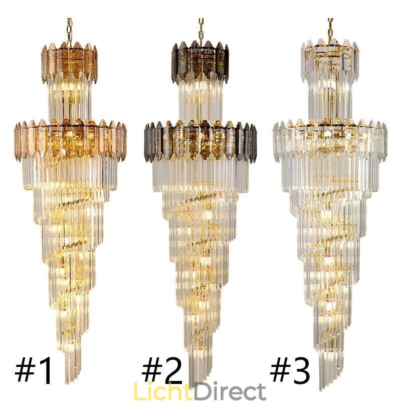 Taps toelopende kristallen hanglamp Luxe duplex decoratieve plafondlamp