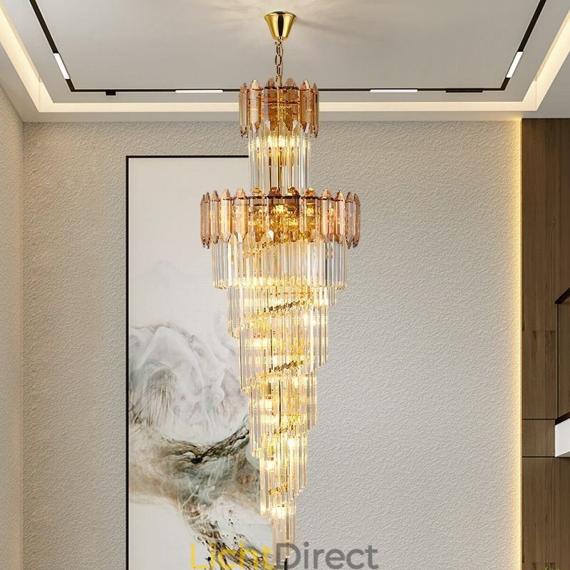 Taps toelopende kristallen hanglamp Luxe duplex decoratieve plafondlamp
