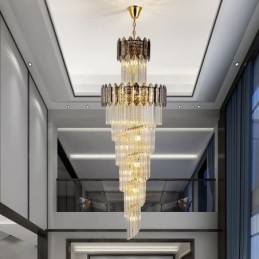 Taps toelopende kristallen hanglamp Luxe duplex decoratieve plafondlamp