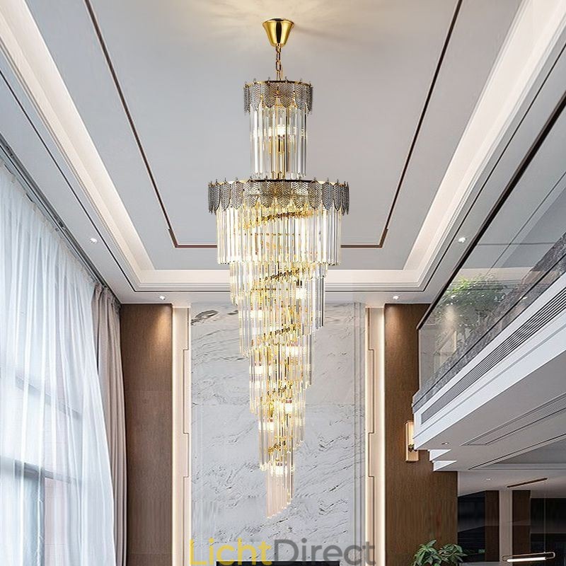Taps toelopende kristallen hanglamp duplex decoratieve plafondlamp