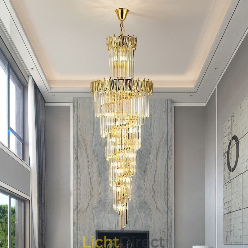 Taps toelopende kristallen hanglamp duplex decoratieve plafondlamp