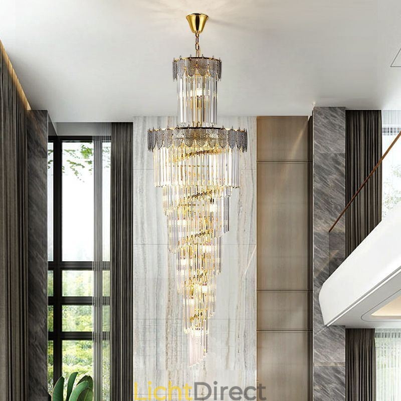 Taps toelopende kristallen hanglamp duplex decoratieve plafondlamp