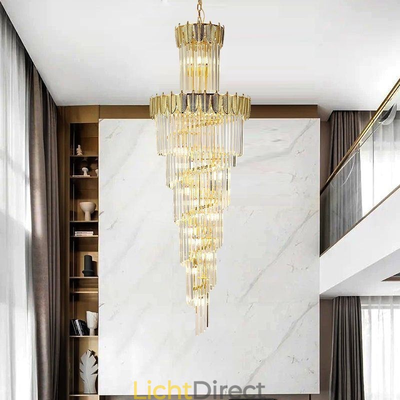 Taps toelopende kristallen hanglamp duplex decoratieve plafondlamp