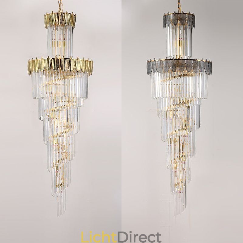 Taps toelopende kristallen hanglamp duplex decoratieve plafondlamp