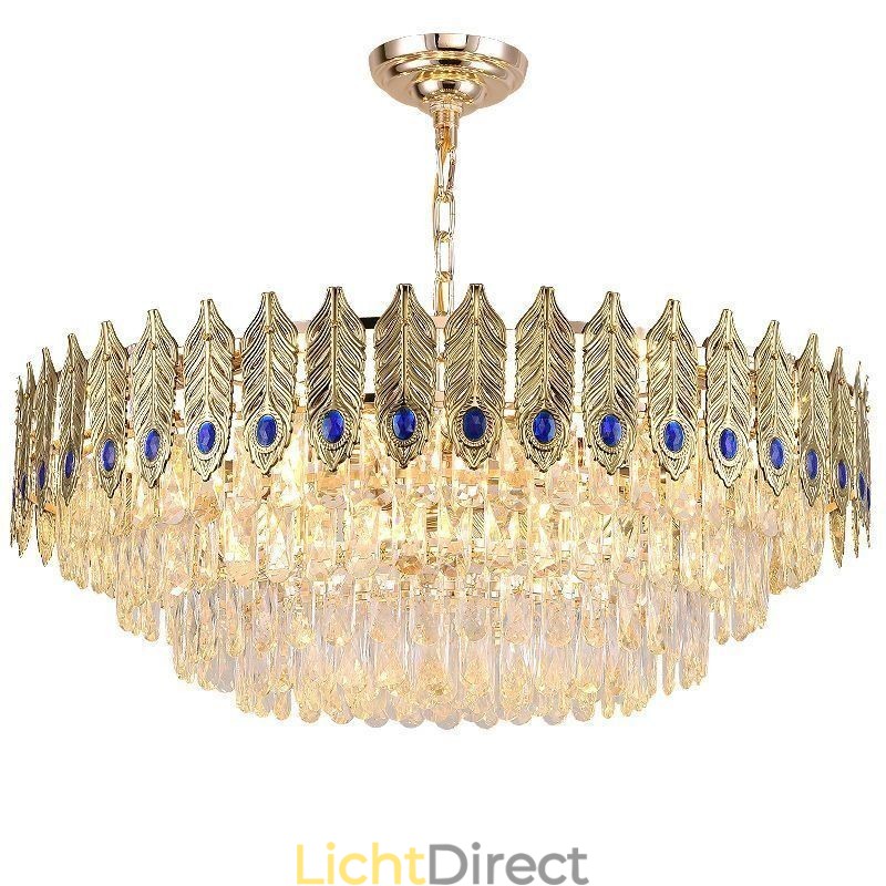 Gouden Veer Kristallen Hanglamp Duplex Decoratieve Plafondlamp