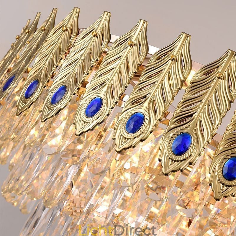 Gouden Veer Kristallen Hanglamp Duplex Decoratieve Plafondlamp