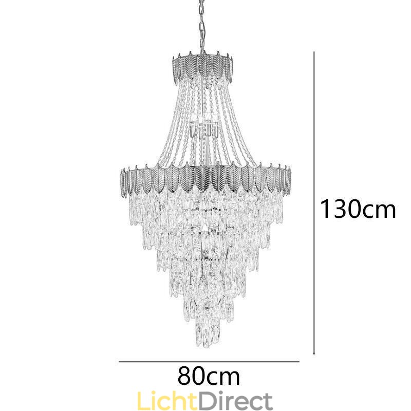 Taps toelopende kristallen hanglamp, opvallende decoratieve plafondlamp in duplexvorm