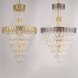 Taps toelopende kristallen hanglamp, opvallende decoratieve plafondlamp in duplexvorm