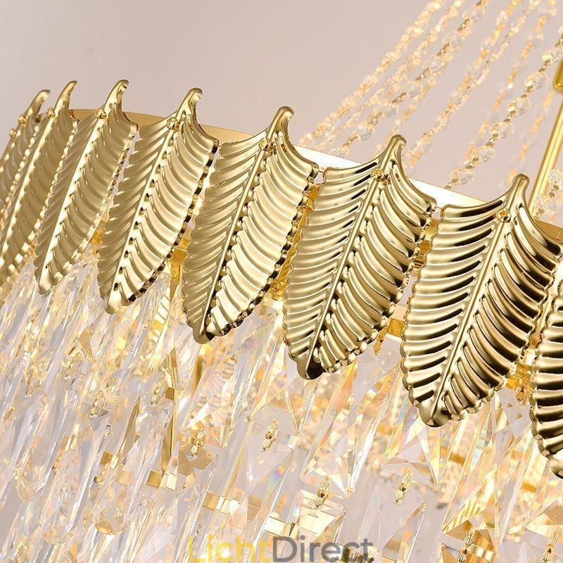 Taps toelopende kristallen hanglamp, opvallende decoratieve plafondlamp in duplexvorm