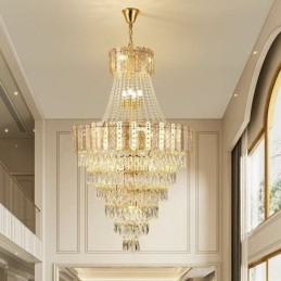Taps toelopende kristallen hanglamp Prachtige duplex decoratieve plafondlamp